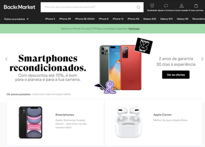 Há um novo site de smartphones recondicionados o Back