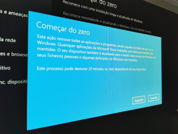 Reposição fábrica Windows 10